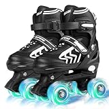 Kinder Rollschuhe für Mädchen, Jungen und Anfänger, Verstellbar Rollschuhe Damen, LED Rollschuhe und 4 Größen verstellbar, Rollerskate für Mädchen,Jungen und Anfänger (S)