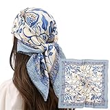 bandana,kopftuch damen,Maulbeerseide Schal,quadratisches satin-kopftuch，Grafikdruck Seidentuch,Elegantes Halstücher,Geschenk für Mutter geeignet für Kopftuch, Taschentuch, Hals, Handgelenk（70x70cm）
