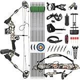 SHARROW Compoundbogenset 20-70 LBS Einstellbare Jagd Compound Bogen und Pfeil Set für Erwachsene Jugend Anfänger Outdoor-Schießen Bogenschießen Set LH/RH (Rechte Hand, Camo)