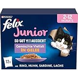 FELIX So gut wie es aussieht Junior Kittenfutter nass in Gelee, Sorten-Mix, 6er Pack (6 x 12 Beutel à 85g)