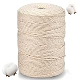 HOVIBU Premium Makramee Garn Beige, 3mm x 300m Makramee Baumwollgarn, Baumwollkordel Natur, Baumwoll Bastelschnur für DIY Handwerk Basteln Stricken Boho Deko Wandbehang Dekoration Wohnzimmer Balkon