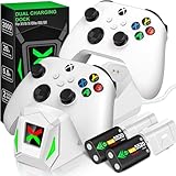 Elegamefy Akku für Xbox Controller mit Ladestation, Wiederaufladbare Akku Pack für Xbox Serie X/S/Xbox One/One S/X/Elite mit 4 Akkudeckeln(Ohne Controller)