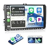 CAMECHO 4+64G Android 13 Navi Autoradio für VW Passat Golf Jetta EOS Polo Touran Seat Sharan, 9 Zoll Wireless Carplay Bluetooth HD Radio mit Rückfahrkamera Android Auto WiFi GPS FM/RDS DSP +Canbus