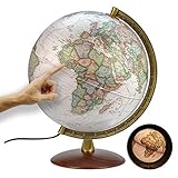 National Geographic - Leuchtglobus im exekutiven Stil - 30cm Globus mit stabilem Standfuß und Metall Meridian, Kartenbild 2025 physikalisch/politisch mit LED Leuchte, aktuelles deutsches Kartenbild