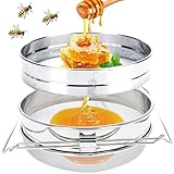 ZONSUSE Edelstahl Honigsieb, Doppelsieb Netzfilter, Bienenzucht Extraktionswerkzeuge mit Verstellbaren Griffen, Imkereiausrüstung, Honig Ernten und Extrahieren, Ideal für Imker