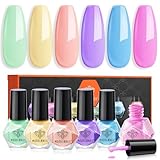 MODELONES Nagellack Set, 6 Farben Nagellack Schnelltrocknend Pastell Nude Rosa Blau Gelb Lavendel Lila, Nail Polish Set Ungiftig Auf Wasserbasis, Langanhaltender Gel Polish für DIY Salon Geschenk