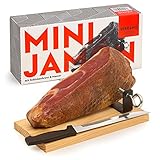 MINI-JAMON SERRANO von jamon.de | Im Geschenkkarton | Set mit Holzständer und Schinkenmesser