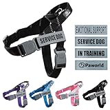 PAWORLD Hundegeschirr, Diensthundegeschirr, Norwegergeschirr Hund, Sicherheitsgeschirr mit 4 reflektierenden Aufnähern, Verstellbar, Griff, für Spaziergänge, Training und Laufen (Schwarz, S)
