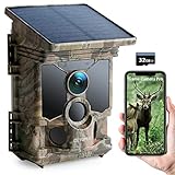 CEYOMUR Solar Wildkamera 4K 30fps, 40MP Wildkamera WLAN Bluetooth, 120° Erfassungs Winkel Bewegungsmelder Nachtsicht IP66 Wasserdicht für Wildtier Überwachung mit U3 32GB Micro SD-Karte