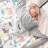 Y-home Babydecke Bio Baumwolle, Kinder Kuscheldecke Polar Fleece Baby Komfort Decke 75x105cm, Grau Doppelseitige Blanket für Mädchen und Junge