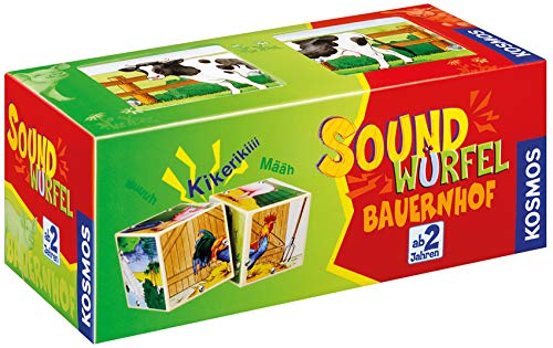 Kosmos 697365 - Soundwürfel Bauernhof, Lernspielzeug mit Geräuschen, für Kinder ab 2 Jahre, Spielzeug für Kleinkinder, Geräusche von Pferd, Kuh, Schaf, Gans, Hahn, Schwein