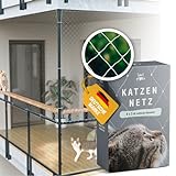 Samtpfote® Katzennetz für Balkon & Fenster - 6 x 3 m - Balkonnetz transparent und reißfest - Robustes und langlebiges Katzenschutznetz inkl. Montagematerial