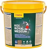 sera 07123 Koi Royal Nature Medium (4 mm) 21 Liter - Hauptfutter BZW. Koifutter für ein ausgewogenes Wachstum von Koi zwischen 12 und 25 cm, Futter ohne Farb- & Konservierungsstoffe