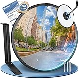 moveland 50 cm Verkehrsspiegel - Verstellbarer Acryl-Konvexspiegel Ausfahrt Spiegel - Weitwinkel-Traffic Mirror für Einfahrten, Garage, Verkehr, Hof (Support Indoor und Outdoor, 180 Grad konvex)