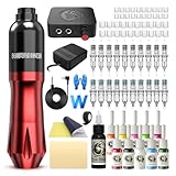 Wormhole Tattoo Maschine Set Tattoo Set Tattoo Pen 10 Cartridges Tattoo nadeln Tattoo Pedal Power Supply Tattoo Zubehör for Tattoo Artists Rot