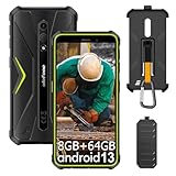 Ulefone Armor X12 Pro Outdoor Smartphone, 8GB+64GB/256GB SD, Octa Core 4860mAh 5,45'' Android 13 IP68 Handy Ohne Vertrag, 13MP+8MP Kamera,4G 3-Karten Slot Face ID OTG NFC GPS - Grün