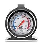 Chef Aid Ofenthermometer, Edelstahl, für Umluft-, Gas-, Elektro- oder Pizzaofen, Heißluftfritteuse oder Kochherde, zum Kochen, Backen, Grillen, hängt oder steht im Ofen, einfach ablesbare Skala