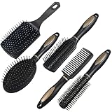 5 Stück Haarbürste Set Massag Haarbürsten Rund Kamm Entlüftung Hair Brush für Frauen Männer, Heimgebrauch, Reisen