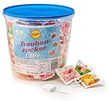 Frigeo Traubenzucker-Lolly in drei Geschmacksrichtungen: Erdbeer, Tropic und Kirsch, 100 Stück im Eimer (750 g) | 100 Stück (1er Pack)