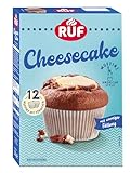 RUF Cheesecake-Muffins Backmischung, American Style Muffins mit cremiger Füllung, einfache Zubereitung, 12 Muffin-Förmchen inklusive