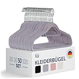 Blumtal Kleiderbügel 50 Stück - Kleiderbügel Samt 360° drehbar und belastbar - Kleiderbügel platzsparend und rutschfest - Kleiderbügel Grau mit Samtbezug - Samtbügel - Kleiderbügel Samt Grau - Bügel