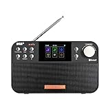 DAB Radio with DAB+/FM+BT,DAB Plus Digitalradio, Tragbares Klein Küchenradio mit Sleep-Timer,60 Voreingestellte Sender,2.4' großes LCD Color Display,Radio Klein Geeignet für Küche Reisen(Schwarz)