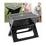 Tragbarer Edelstahl BBQ Holzkohlegrill für Garten Reisen und Camping Faltbares Design mit BBQ Drahtgeflecht für einfache Verwendung und Lagerung