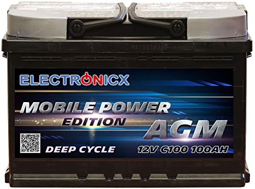 Electronicx Mobile Edition Batterie AGM 100 AH 12V Versorgungsbatterie Freizeit Akku