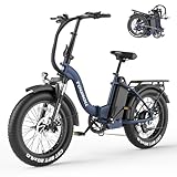 Touroll Klapprad E Bike, 20 * 4 Zoll Elektrofahrräder mit 48v 15Ah Akku, 25km/h, Reichweite bis zu 120-150km, 250W 55N.M Motor E-Bike mit 7-Gang, LCD-Display, Elektrofahrrad für Herren Damen