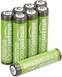 Amazon Basics AAA-NiMH-Akkus mit hoher Kapazität, wiederaufladbar, 850 mAh, bis zu 500-mal aufladbar, vorgeladen, 8 Stück