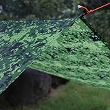 MUDGUD® Lightweight Zeltplane, Tarp für Hängematte,für Camping - 3mx3m tarp wasserdicht 5000mm, UV 50 Sun Protection,hat 19 Schlaufen- Danish Camouflage