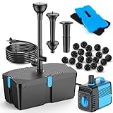 Teichpumpe mit Filter und Springbrunnen Set, 60W 3100L/H Teichpumpe und Filter-Kit, Teichfilter für Außenteiche, sauberer Koi-Teichfilter