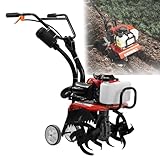4 Takt Benzin Garten Rotavator Pinne Einstellbarer Griff mit 4 Stahlklingen für effiziente Rasenkultivierung, ideal für Haushalt Gartenarbeit