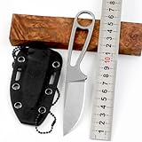 Joa Outdoor Messer Survival Jagdmesser D2, Tragbare Kleines Camping Messer, Mehrzweckmesser Für Den Täglichen Gebrauch, Multi tool Silber Messer, Pocket Neck Knife Messer Mit Kydex scheide