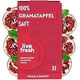 LiveFresh Saftbox 3l - Granatapfelsaft | Kaltgepresster Fruchtsaft ohne Zuckerzusatz | Bag in Box Granatapfel | Aus 100% frischen Granatäpfeln | Saftbeutel