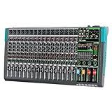 Depusheng PA16 Professional Audio Mixer Soundboard Konsole Schreibtischsystem Schnittstelle 16 Kanal Digital USB Bluetooth MP3 Computereingang 48V Phantomspeisung Eingebauter 256 Reverb Effekt