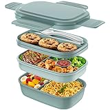 JSCORES Lunchbox für Erwachsene, 1900ML Brotdose Kinder mit Fächern Auslaufsicher Bento Box Jausenbox für Picknick Arbeit Reisen (BLUE)