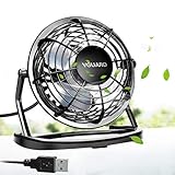 VGUARD USB Ventilator Mini Tischventilator 360° Drehung Neigbar Fan Super Leisem Kraftvoll Tragbarer Lüfter mit An/Ausschalter für PC MAC Notebook, Büro zu Hause Schule - 4 Zoll Schwarz