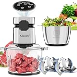 Elektrischer Zerkleinerer 2 l mit LED-Display, Küchenmaschine mit 3 Geschwindigkeitsstufen mit 2 Schüsseln und 2 Sets mit zwei Klingen, Fleischwolf und Gemüse, 400 W für Fleisch, Gemüse, Obst und