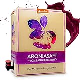 Langlebenhof Aronia Direktsaft, Muttersaft, [100% Demeter und Bio] 3 Liter Box, Der Milde' Aroniasaft für Ernährungsbewusste, Aroniasaft aus Deutschland, Aronia Beeren Saft - lange haltbar