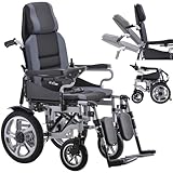 Broobey Liegender Faltbare Elektrorollstühle für Erwachsene, elektrisch rollstuhl 500W Motoren - 30km Reichweite, elektrische rollstühle mit Kopfstütze Stütze 150 kg