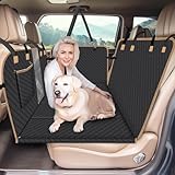 Lekespring Hundedecke Auto Rückbank, Auto Hundedecke Rücksitz mit Stabiler Hartholzbrett und Sicherheitsgurte, Wasserdicht Hundematte für PKWs SUVs, Schwarz