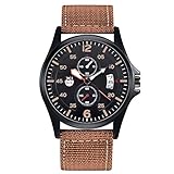 Jipersuo Quartz Mens Analog Outdoor Date Watch Sports Wrist Edelstahl Herrenuhr Herrenuhren mit Weckerfunktion (Coffee, One Size)