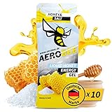 AEROBEE Energy Liquid Gel - Honey & Salt 10x26g [100% Natürliches Energie Gel aus Honig] richtig leckeres Sportgel für den Ausdauersport, Energy Gel Laufen, Power Gel Sport, Kohlenhydrate Gel