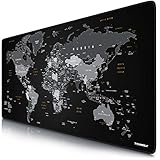 TITANWOLF - XXL Mauspad Gaming Titanwolf 900x400 mm - Mousepad XXL Gaming Groß - Tischunterlage Large Size - verbessert Präzision und Geschwindigkeit - Design Weltkarte Schwarz