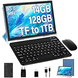 Oangcc 2024 Tablet 10 Zoll 14 GB RAM + 128 GB ROM 1 TB TF, Octa-Cores, Andorid, WiFi 5G, BT 5.0 (Blau)