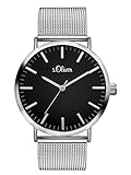 S.Oliver Damen Armbanduhr SO-3325-MQ, Silber-Schwarz