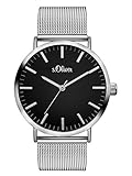 S.Oliver Damen Armbanduhr SO-3325-MQ, Silber-Schwarz