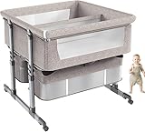 Gmpeccable Zwillings-Babybett, Beistellbett Beistellbett, Stubenwagen für Zwillinge,Babywiege, Babybett mit Matratze, 6 verstellbare Höhen, tragbarer Stubenwagen für Neugeborene