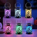 6 Stück Halloween Deko Outdoor Laternen für Draußen Windlicht Kerzenlaterne,Grablaterne Friedhof Wetterfest Kerzenhalter Kerzenständer Kerzenlampe für Hochzeitsfeier Hof Terrasse Tischdekoration